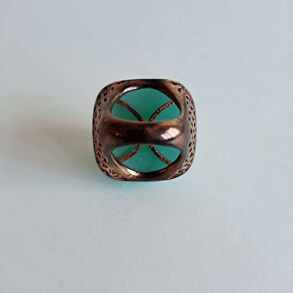New Angelique de Paris Green Teal Resin Square Ring Size 7 - Picture 7 of 16